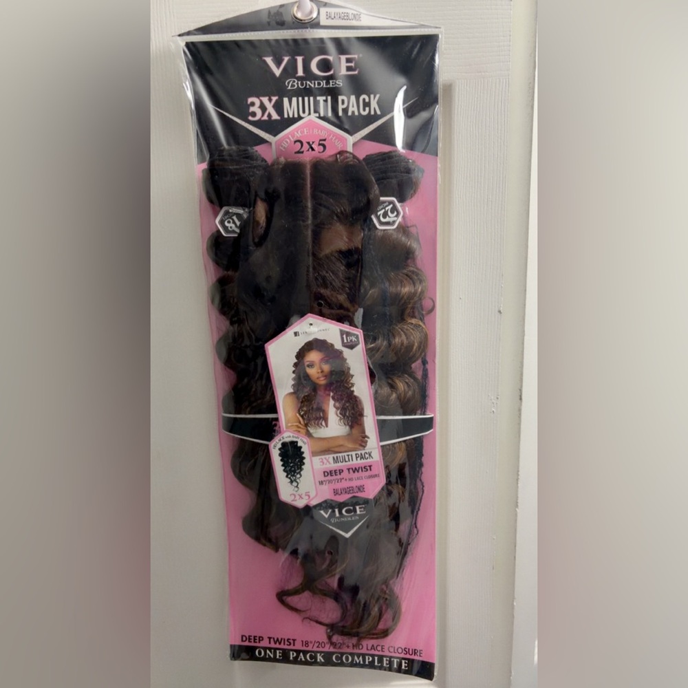 Sensationnel Vice Bundles 3x Multi Pack Weave + HD Lace Closure - DEEP twist NWT